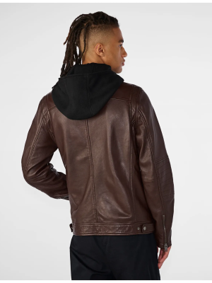 Men’s Cooper Racer Leather Jacket With Removable Hood